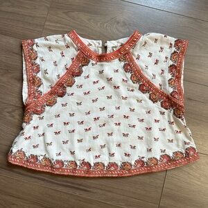 Free People peasant / boho boxy top with embroidery Size Small